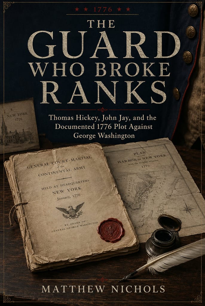 Historical book cover featuring Revolutionary War documents and a vintage map